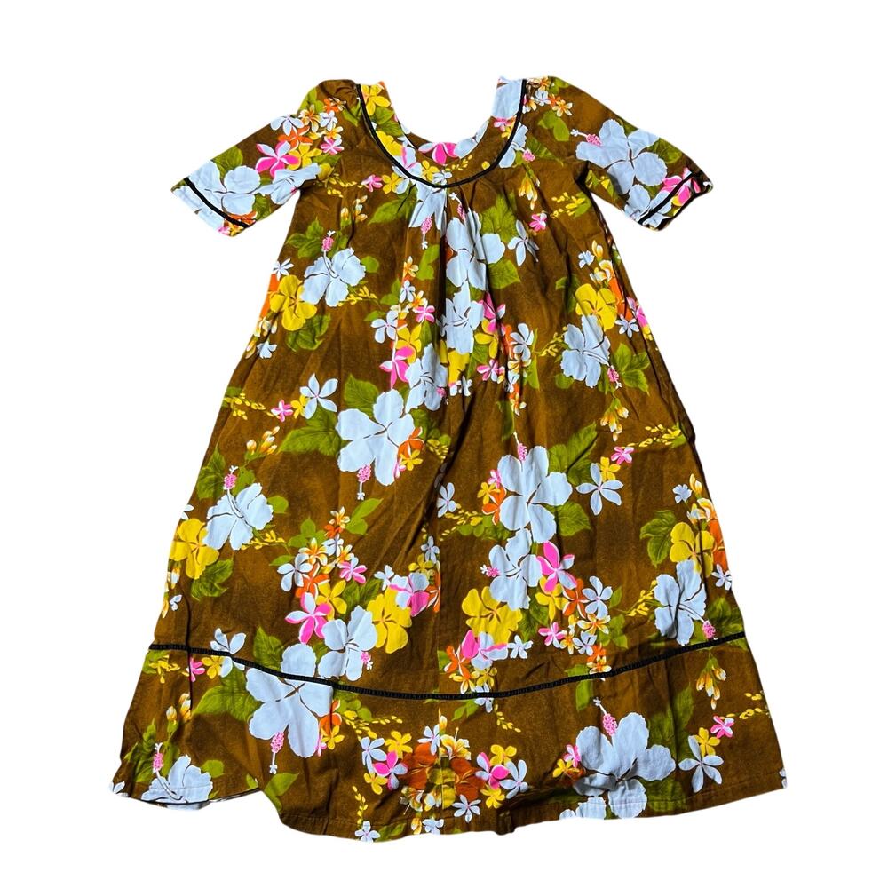Vintage 50s 60s Kamehameha Maxi Floral Dress